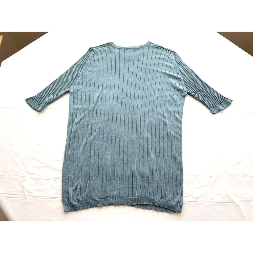 Kevo Sweater‎ Mens Large Blue 2-Ply 100% Silk Ribbed V Neck Pullover Lightweight - Picture 4 of 16